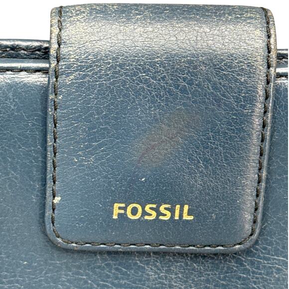 Fossil Madison Blue Dusk Leather 5.5" x 3.5" Multifunction Wallet - Picture 2 of 8